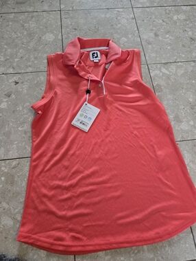NWT Women's Footjoy Interlock Sleeveless Golf Tank - Papaya - Medium